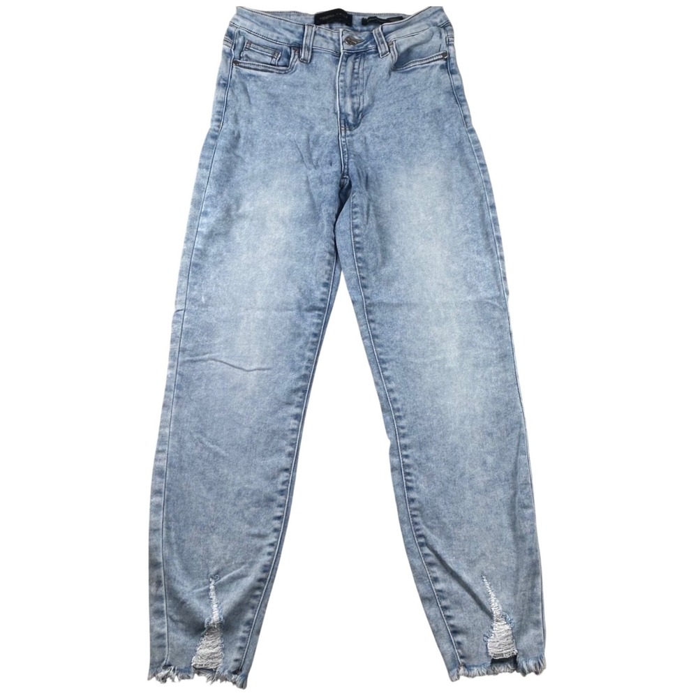 Kendall + Kylie High Rise Skinny Jeans Light Wash Distressed Hem Size 5/27